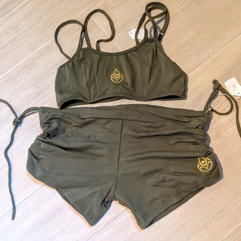 Last chance! Green yoga outfit shorts and top